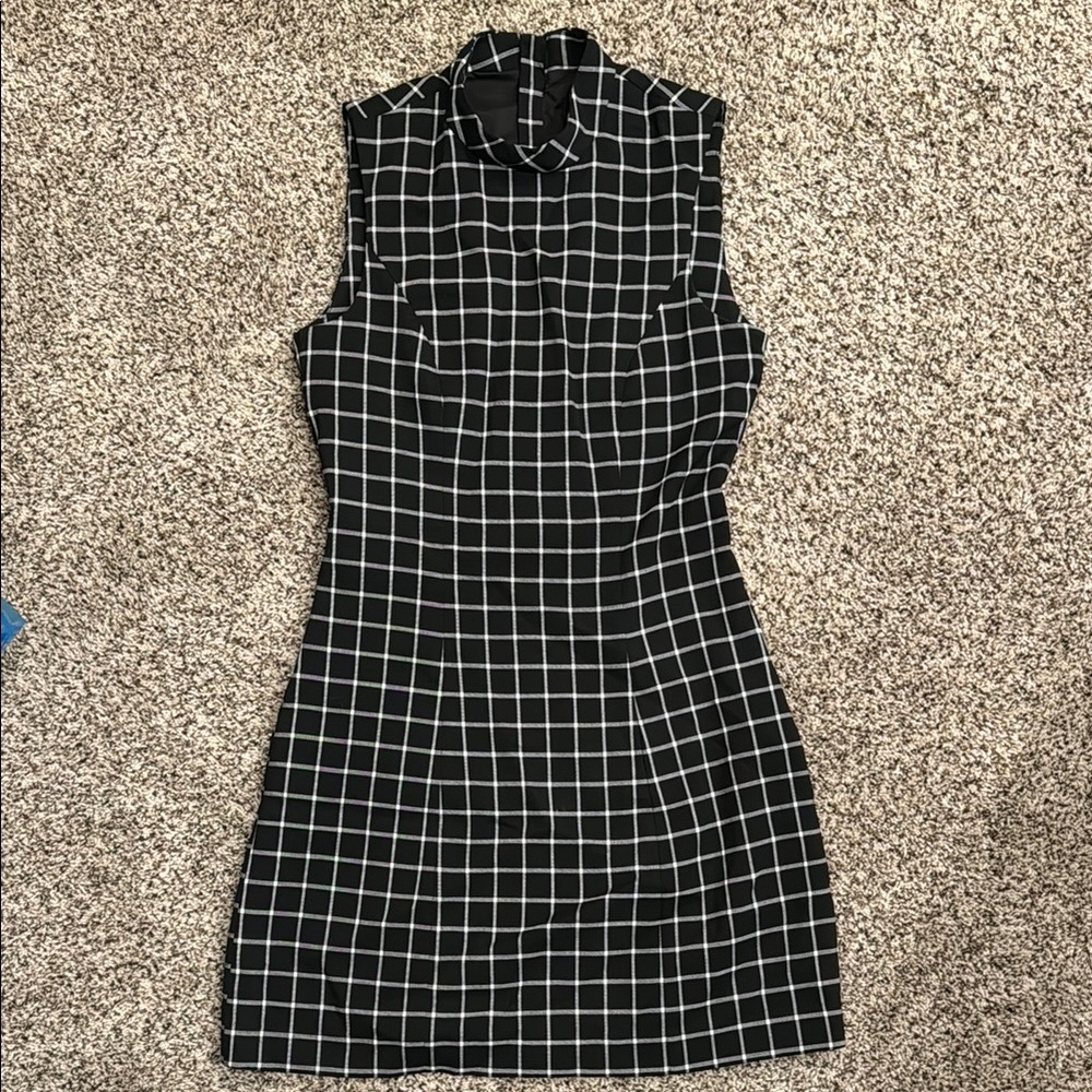 Black and White Checkered Sleeveless Dress